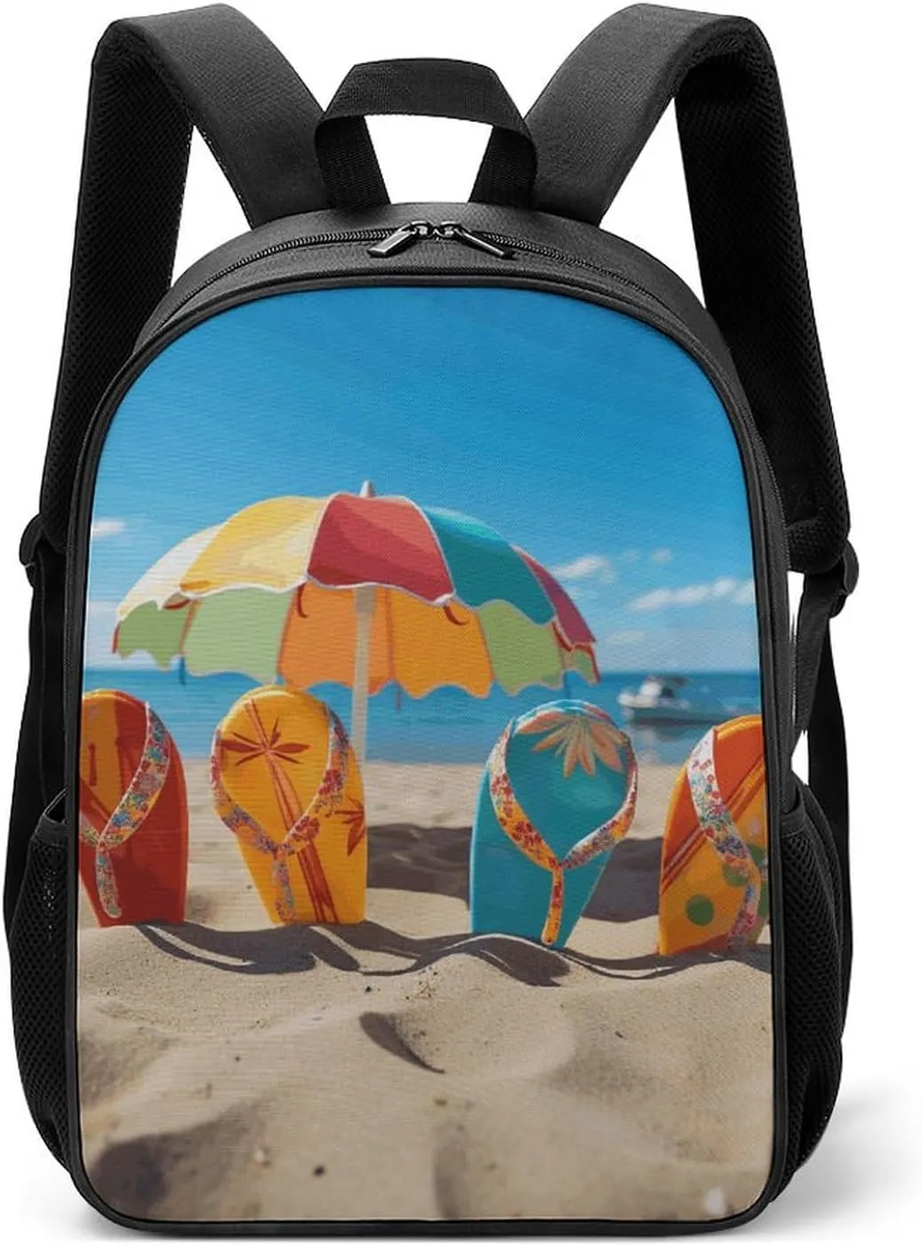 Stylish Backpack, Colorful Flip Flops Beach Ball Print Durable Backpack Travel Backpack Hiking Backpack Ergonomic Backpack Comfortable Backpack
