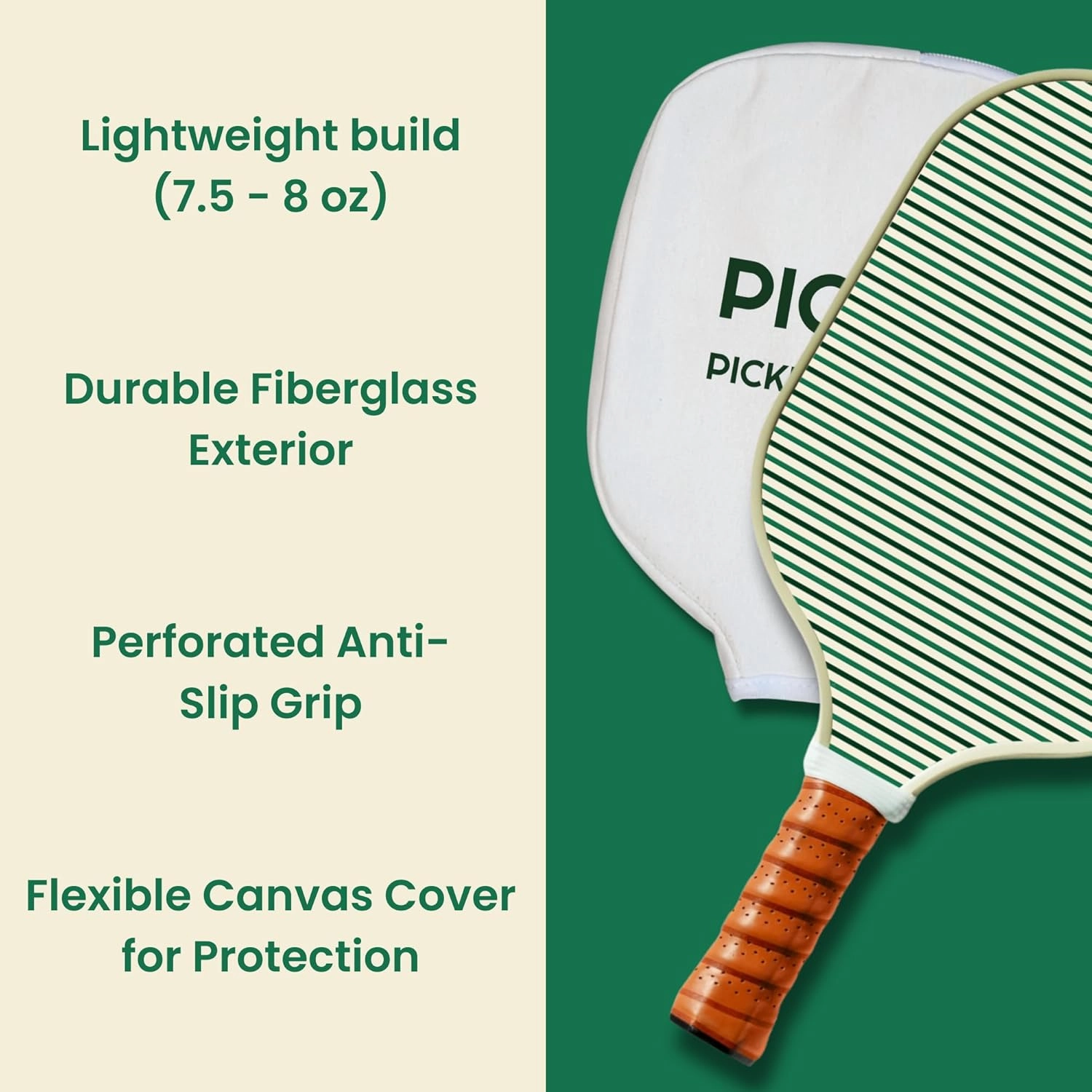 Stylish Premium Pickleball Paddle Racket | Durable Fiberglass Surface | Honeycomb Core | Perfect Addition to a Pickleball Set | Indoor Outdoor Pickle Ball Paddle