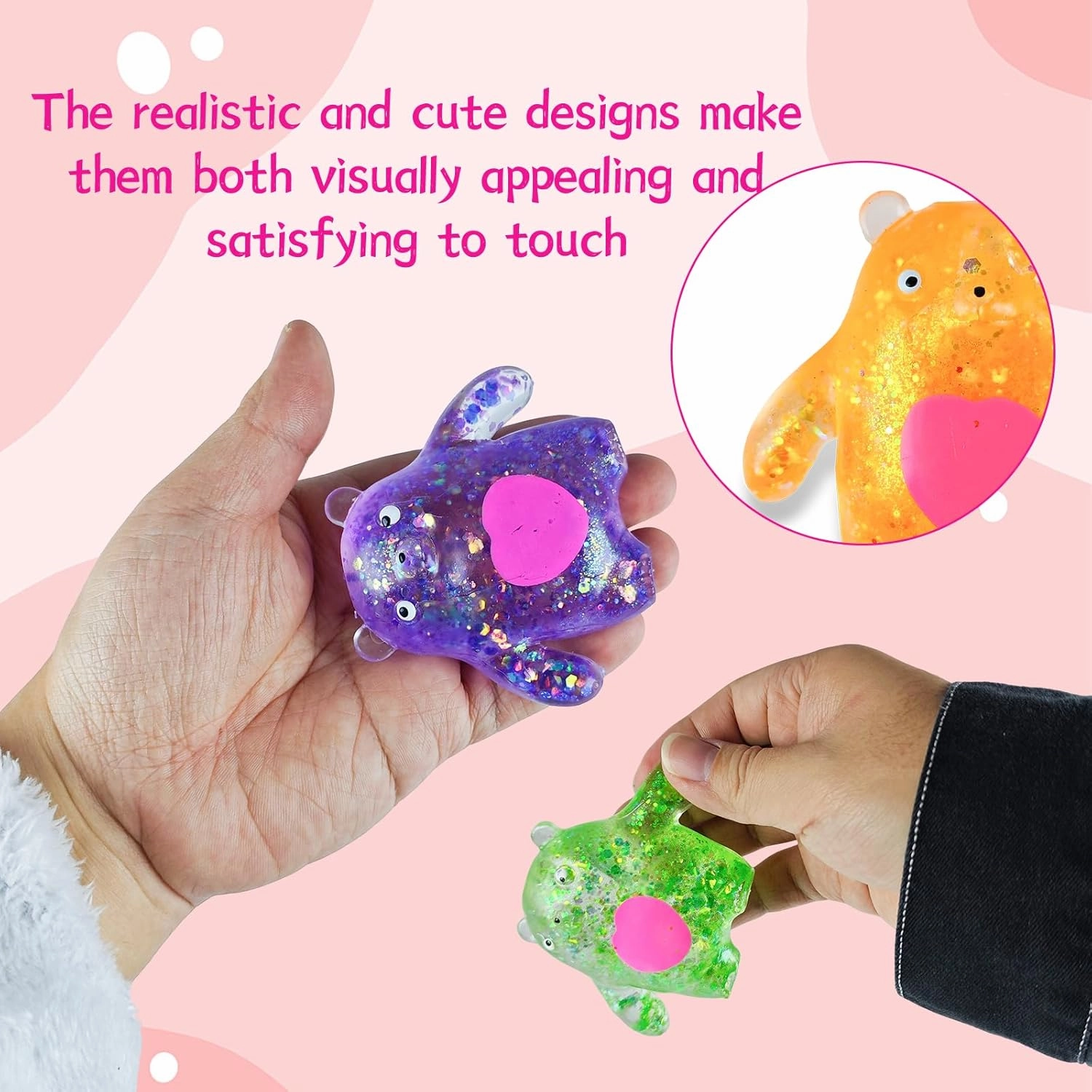 Sugar Ball Stress Relief Squeeze Toys - Fun Sensory Fidget Toys Perfect Party Favors, Gifts, and Relaxation Toys for Kids and Adults (6 Set Bear)
