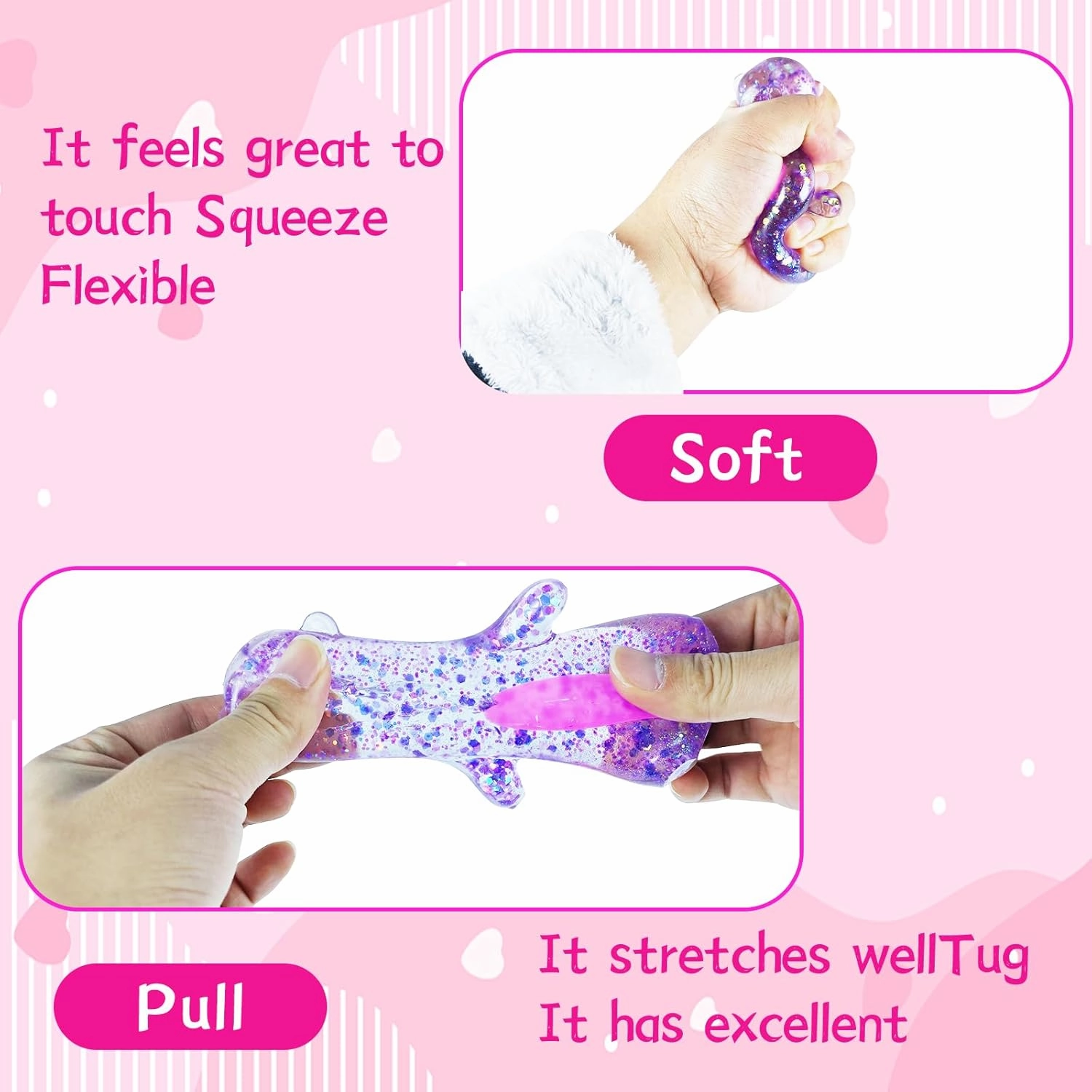 Sugar Ball Stress Relief Squeeze Toys - Fun Sensory Fidget Toys Perfect Party Favors, Gifts, and Relaxation Toys for Kids and Adults (6 Set Bear)