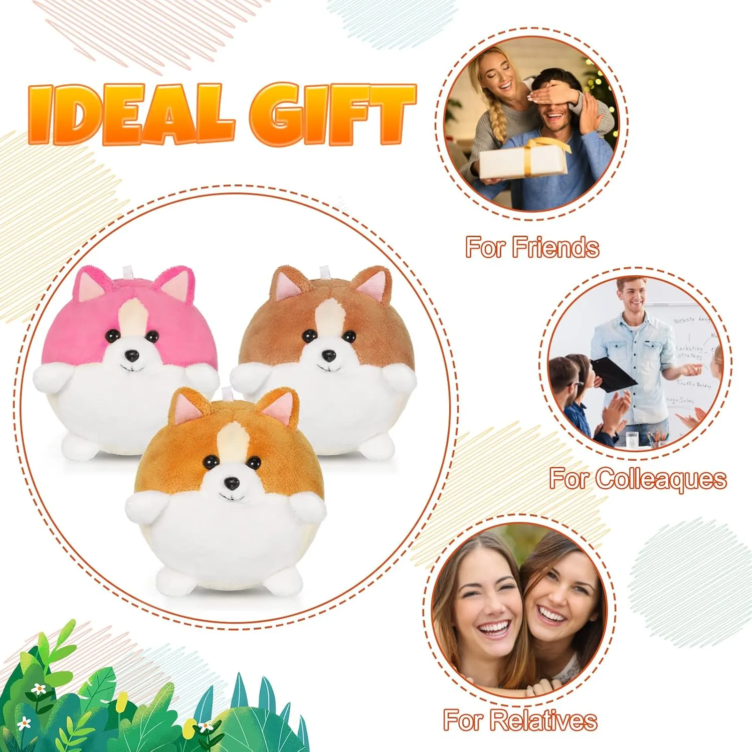 Sumind 9 Pcs 4" 5" Mini Plush Stuffed Puppy Dog Party Favor Small Dog Stuffed Animal Bulk Soft Toy Doll Cute for Kids Gift Graduation Stocking Stuffers Baby Shower Birthday(Cute Puppy)
