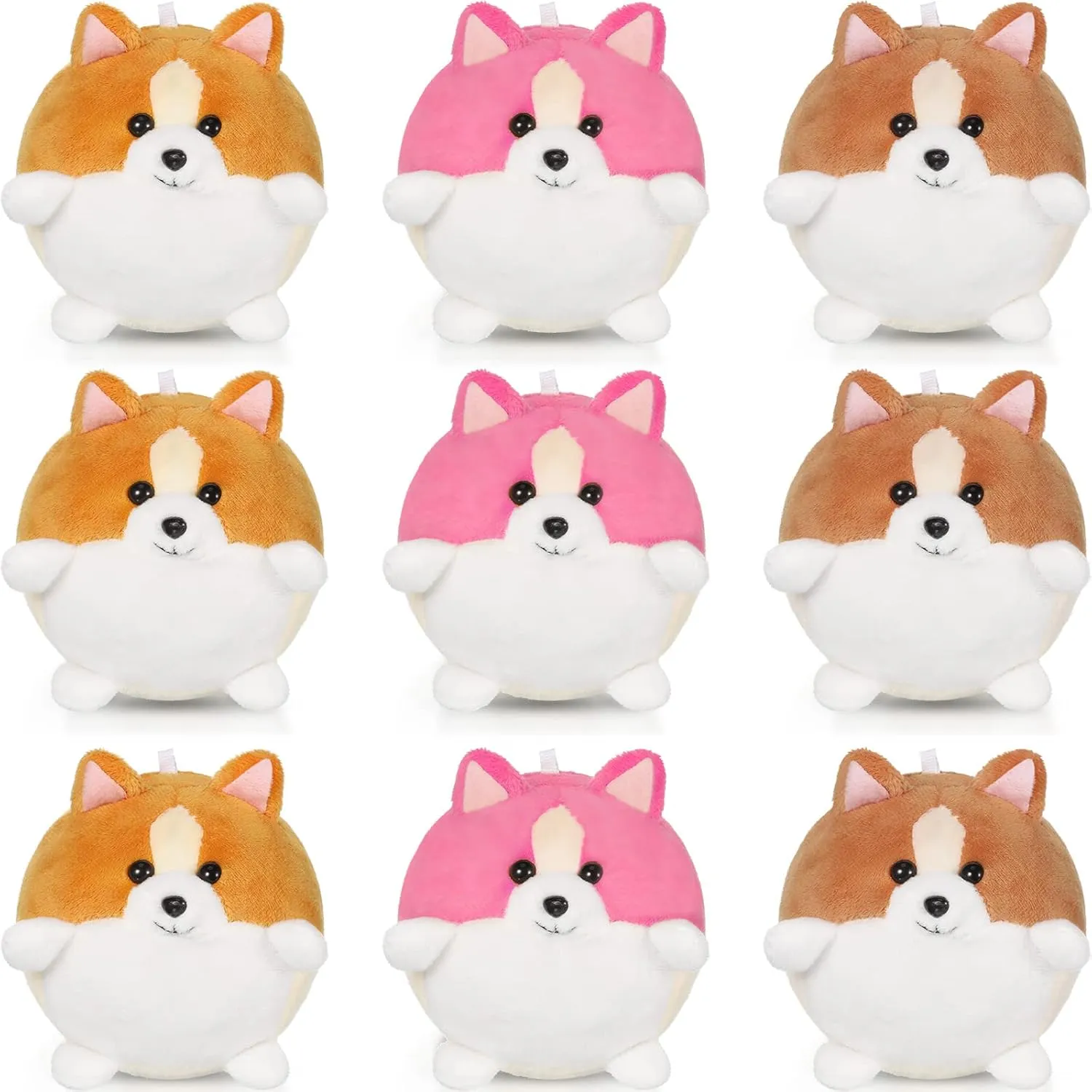 Sumind 9 Pcs 4" 5" Mini Plush Stuffed Puppy Dog Party Favor Small Dog Stuffed Animal Bulk Soft Toy Doll Cute for Kids Gift Graduation Stocking Stuffers Baby Shower Birthday(Cute Puppy)