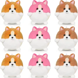 Sumind 9 Pcs 4" 5" Mini Plush Stuffed Puppy Dog Party Favor Small Dog Stuffed Animal Bulk Soft Toy Doll Cute for Kids Gift Graduation Stocking Stuffers Baby Shower Birthday(Cute Puppy)