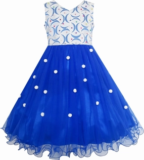 Sunny Fashion Flower Girls Dress Lace Pearl Flowers Pageant Wedding Tulle