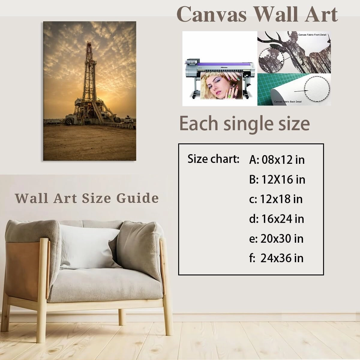 Sunrise Oil Rig Poster Modern Engineering Room Poster Canvas Art HD Picture Print for Modern Living Room Family Bedroom Wall Art Home Decor Framed12x18inch