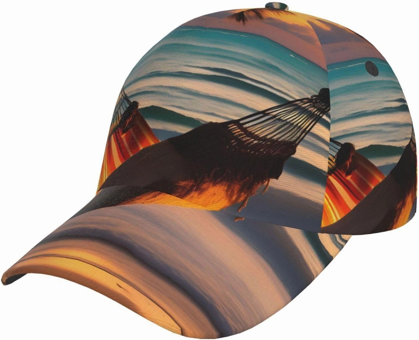 Sunset Beach Hammock Stylish and Durable Ball Capsadjustable Visor Hats for Women & Men Black