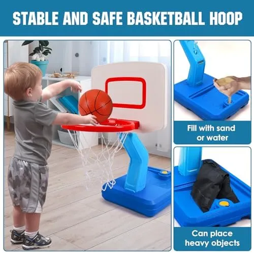 SUPER JOY Toddler Basketball Hoop Height Adjustable Kids Basketball Hoop for Indoor Outdoor Play Portable Basketball Goal Poolside Basketball Hoop for Swimming Pool Basketball Toy for Boys Girls