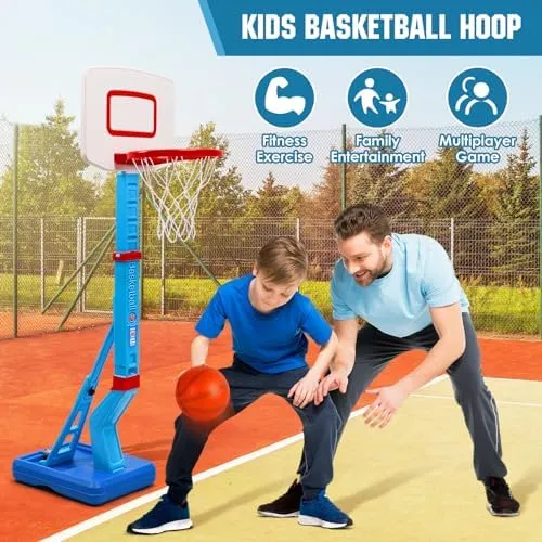SUPER JOY Toddler Basketball Hoop Height Adjustable Kids Basketball Hoop for Indoor Outdoor Play Portable Basketball Goal Poolside Basketball Hoop for Swimming Pool Basketball Toy for Boys Girls