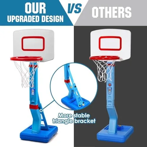 SUPER JOY Toddler Basketball Hoop Height Adjustable Kids Basketball Hoop for Indoor Outdoor Play Portable Basketball Goal Poolside Basketball Hoop for Swimming Pool Basketball Toy for Boys Girls