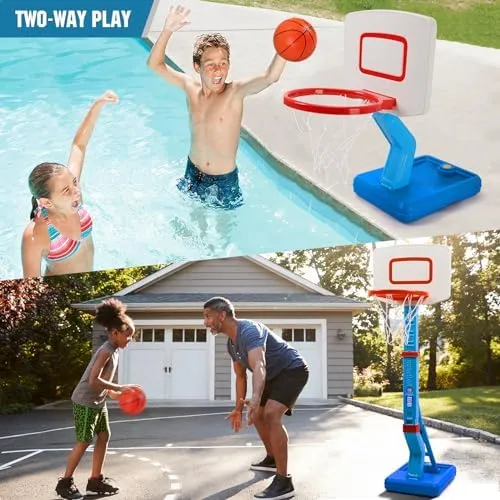 SUPER JOY Toddler Basketball Hoop Height Adjustable Kids Basketball Hoop for Indoor Outdoor Play Portable Basketball Goal Poolside Basketball Hoop for Swimming Pool Basketball Toy for Boys Girls