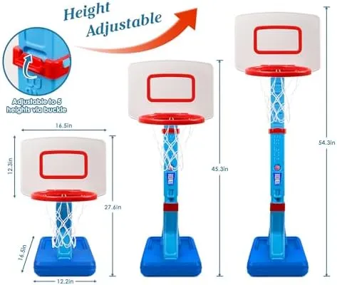 SUPER JOY Toddler Basketball Hoop Height Adjustable Kids Basketball Hoop for Indoor Outdoor Play Portable Basketball Goal Poolside Basketball Hoop for Swimming Pool Basketball Toy for Boys Girls