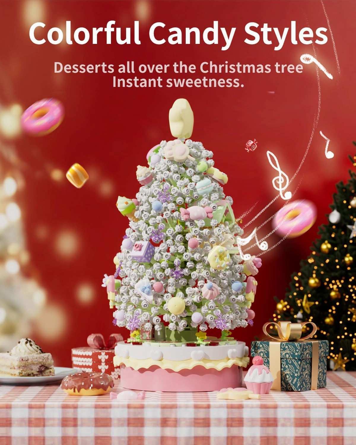 Sweetheart Christmas Tree Building Blocks Set, Christmas Music Box with Lights, Holiday Home Decoration, Idea Gifts for Adult and Teens (1365 pcs) (605034)