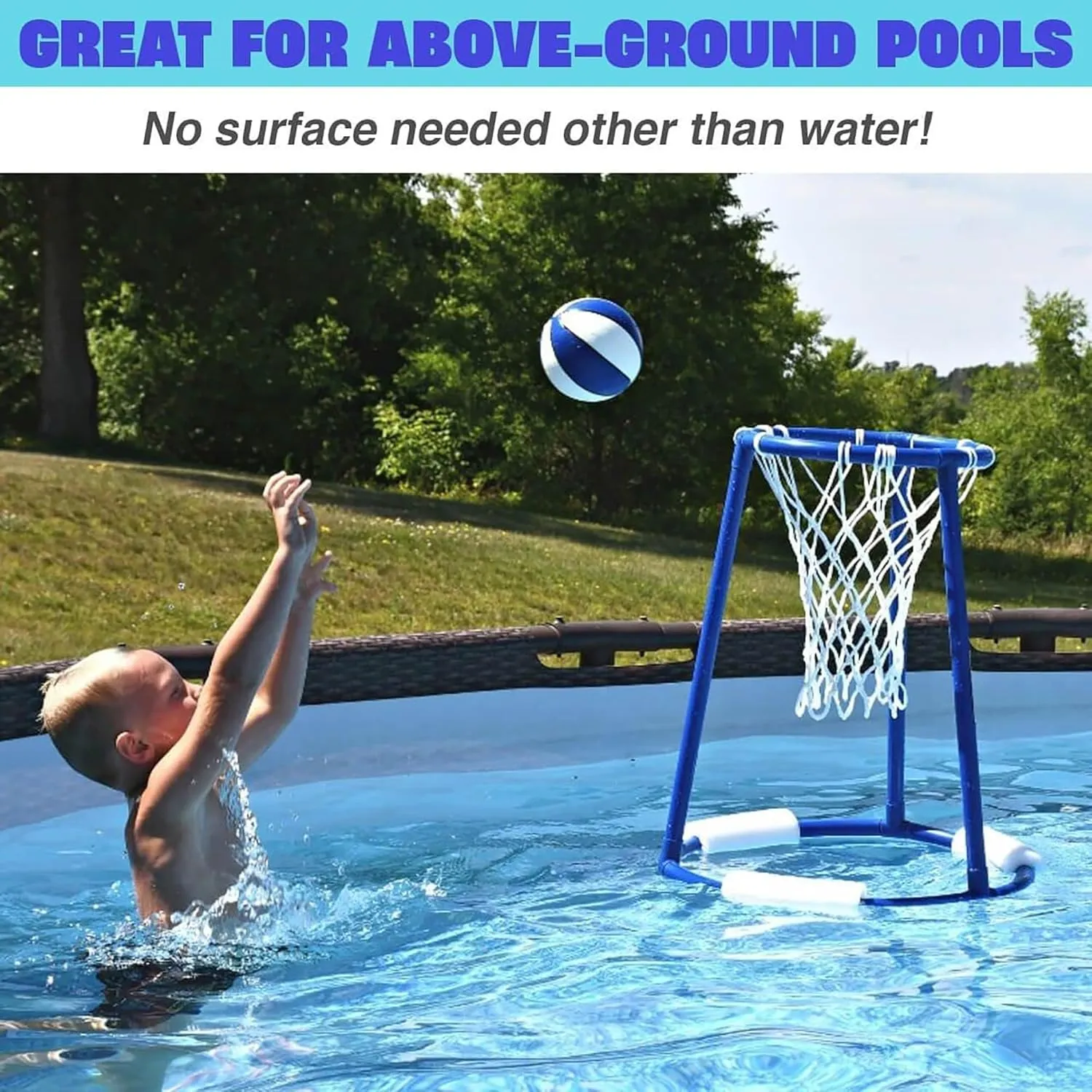 SWIMLINE Pool Basketball Hoop Floating Or Poolside Game With Real Feel Net & Float Foam For Kids & Adults Swimming Splash Hoops With Water Basketball Pools Toy Outdoor Summer Tall Boy Hoops 9165