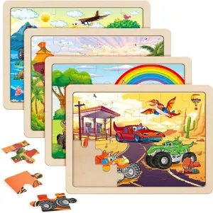 SYNARRY Large Wooden Monster Truck Puzzles for Kids Gift Box(12.2*9.4 in) - FSC Certified, 24 Piece Puzzles for Toddlers 3-5, Wood Puzzle for Kids Ages 4-6, Toys Gifts for 3 4 5 6 Year Old Boys Girls