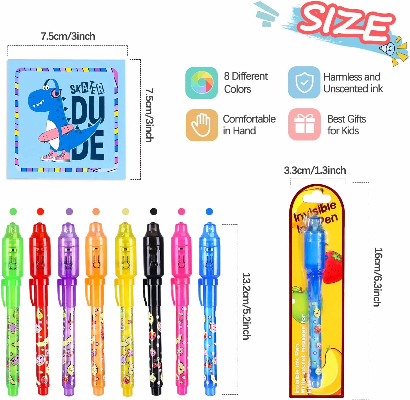 TAFULOR Invisible Ink Pen for Kids, Birthday Party Favors for Girls Boys, Spy Pens with UV Light Secret Message Magic Markers, Goody Bag Stuffers Toys for 4-12 Year Old Girls Boys Gift (16PCS)
