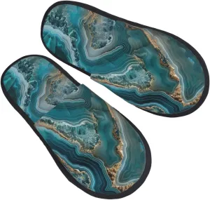 Teal Agate 1 Furry Slippers For Home, Hotel & Office - Plush & Eva, Cozy Indoor Cotton L Sizes