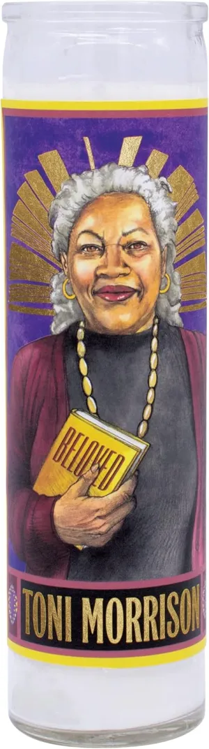 The Unemployed Philosophers Guild Toni Morrison Secular Saint Candle - Unscented 8 Inch Tall Glass Prayer Votive, Made in The USA, Vegetarian Wax