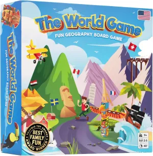 The World Game - Fun Geography Board Game - Educational Game for Kids & Adults - Cool Learning Gift Idea for Teenage Boys & Girls, 2-5 Players