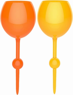 The Beach Glass- Original Floating Acrylic Wine Glass- for Pool, Beach, Camping, Picnic and Outdoor - Mellow Yellow & Sunrise Orange Pack of 2