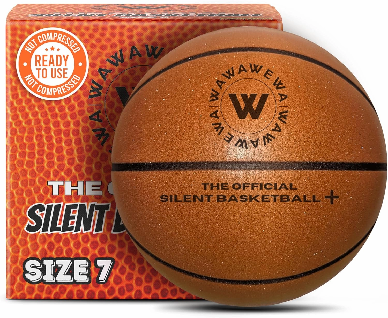 The Official Silent Basketball   (Size 7) – Noise-Free Indoor Basketball for Quiet Dribbling – Grooved Airless Indoor Basketballs – Ready to Play Basket Ball for All Ages (29.5")