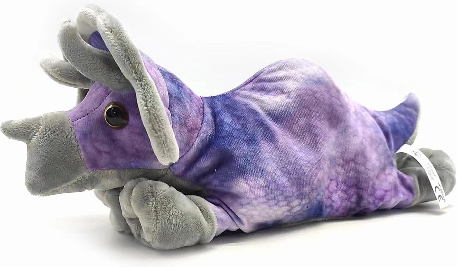 The Petting Zoo Dino Triceratops Stuffed Animal Plushie Slap Bracelet, Gifts for Kids, Slapstix Dinosaur Animals, Purple Triceratops Plush Toy, 9 inches