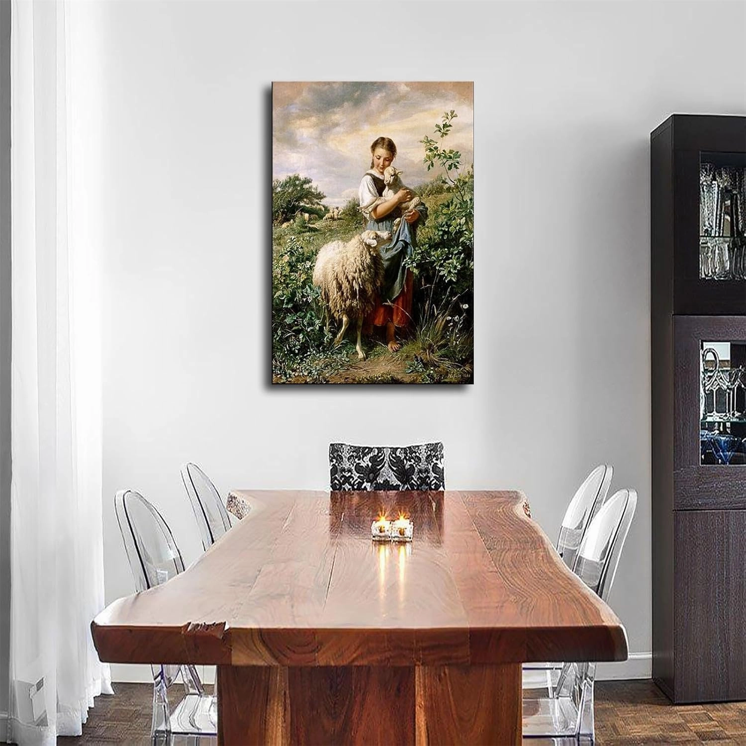 The Shepherdess By Johann Baptist Hofner Poster Salvador Dali Clock Tree Poster Canvas Pictures Print Wall Art for Living Room Bedroom Bathroom Preppy Dorm Home Decor (24x36inch Framed)