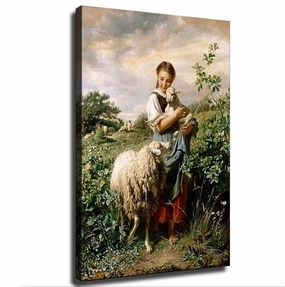 The Shepherdess By Johann Baptist Hofner Poster Salvador Dali Clock Tree Poster Canvas Pictures Print Wall Art for Living Room Bedroom Bathroom Preppy Dorm Home Decor (24x36inch Framed)