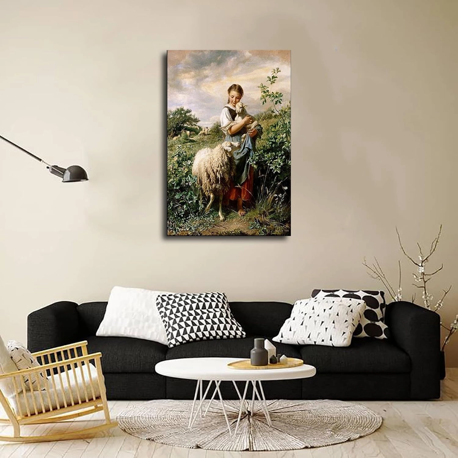 The Shepherdess By Johann Baptist Hofner Poster Salvador Dali Clock Tree Poster Canvas Pictures Print Wall Art for Living Room Bedroom Bathroom Preppy Dorm Home Decor (24x36inch Framed)