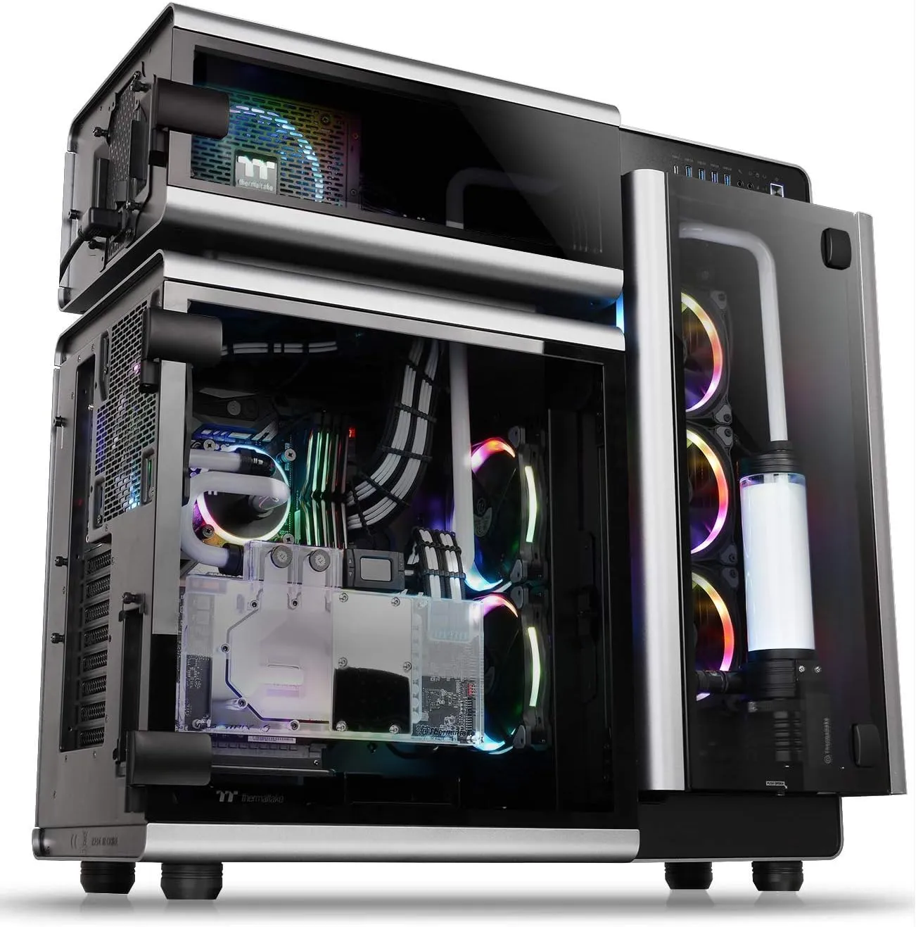 Thermaltake Level 20 E-ATX Full Tower Gaming Computer PC Case with 3 Riing Plus 140mm RGB Fan   2 Lumi Plus LED Strips Pre-Installed CA-1J9-00F9WN-00
