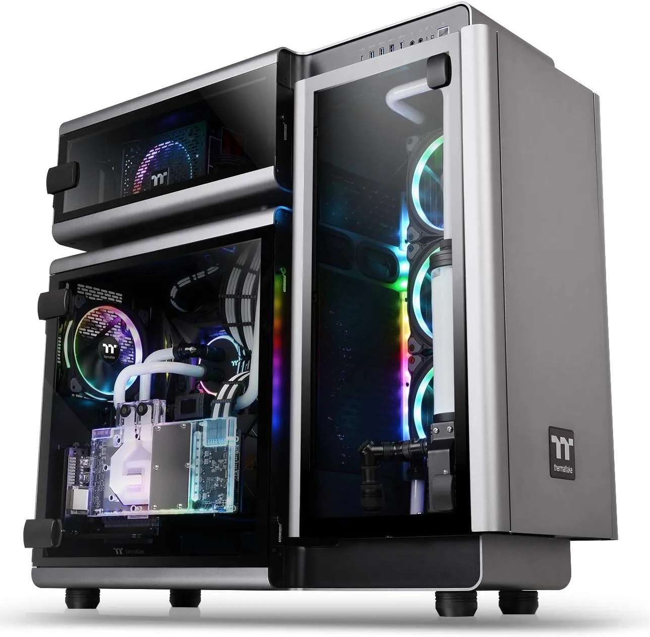 Thermaltake Level 20 E-ATX Full Tower Gaming Computer PC Case with 3 Riing Plus 140mm RGB Fan   2 Lumi Plus LED Strips Pre-Installed CA-1J9-00F9WN-00