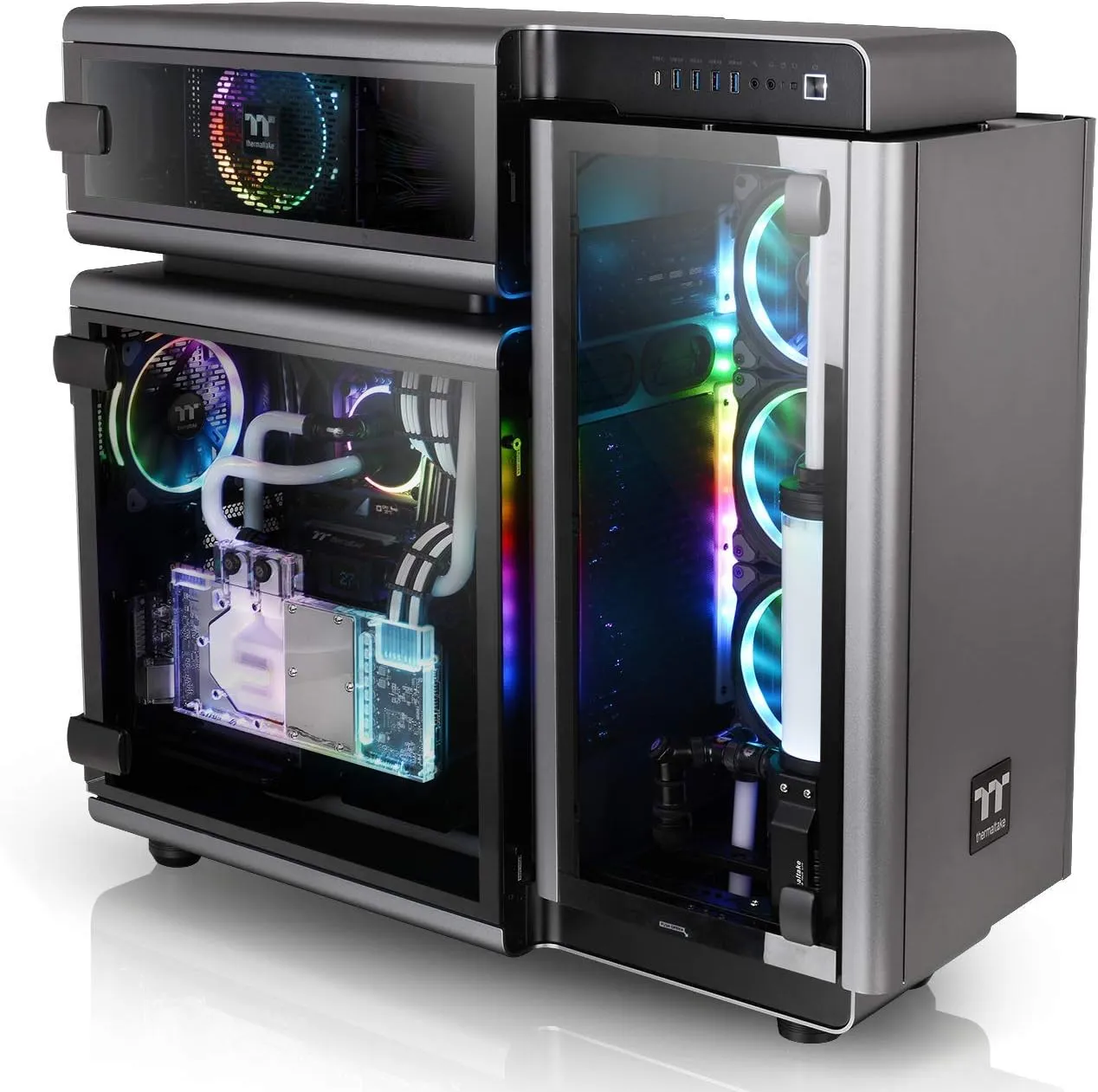 Thermaltake Level 20 E-ATX Full Tower Gaming Computer PC Case with 3 Riing Plus 140mm RGB Fan   2 Lumi Plus LED Strips Pre-Installed CA-1J9-00F9WN-00