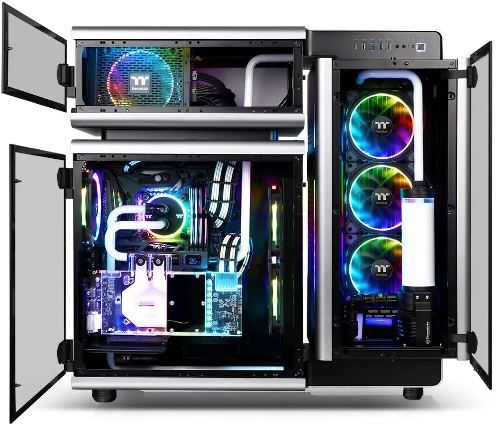 Thermaltake Level 20 E-ATX Full Tower Gaming Computer PC Case with 3 Riing Plus 140mm RGB Fan   2 Lumi Plus LED Strips Pre-Installed CA-1J9-00F9WN-00