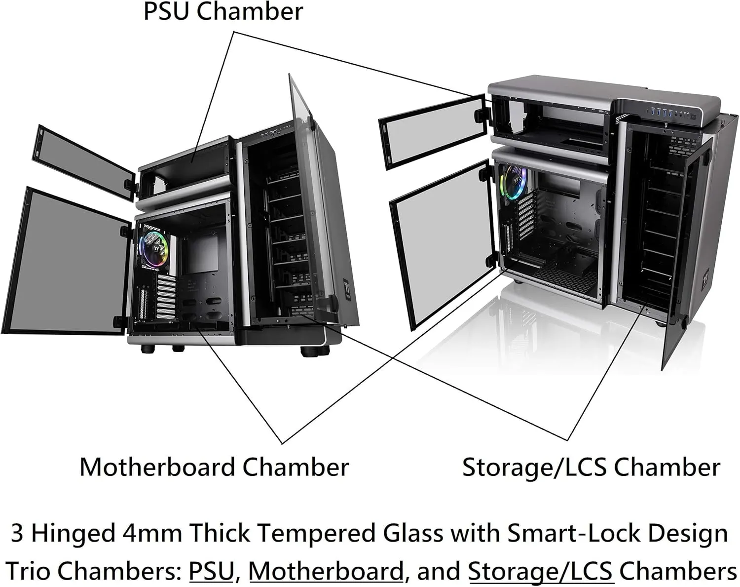 Thermaltake Level 20 E-ATX Full Tower Gaming Computer PC Case with 3 Riing Plus 140mm RGB Fan   2 Lumi Plus LED Strips Pre-Installed CA-1J9-00F9WN-00