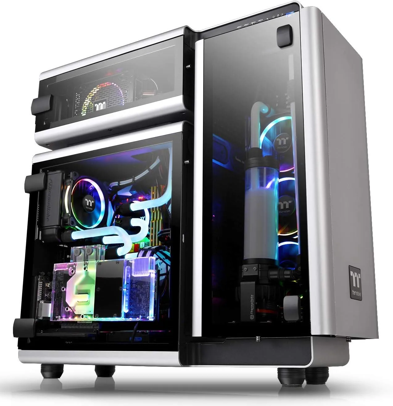 Thermaltake Level 20 E-ATX Full Tower Gaming Computer PC Case with 3 Riing Plus 140mm RGB Fan   2 Lumi Plus LED Strips Pre-Installed CA-1J9-00F9WN-00