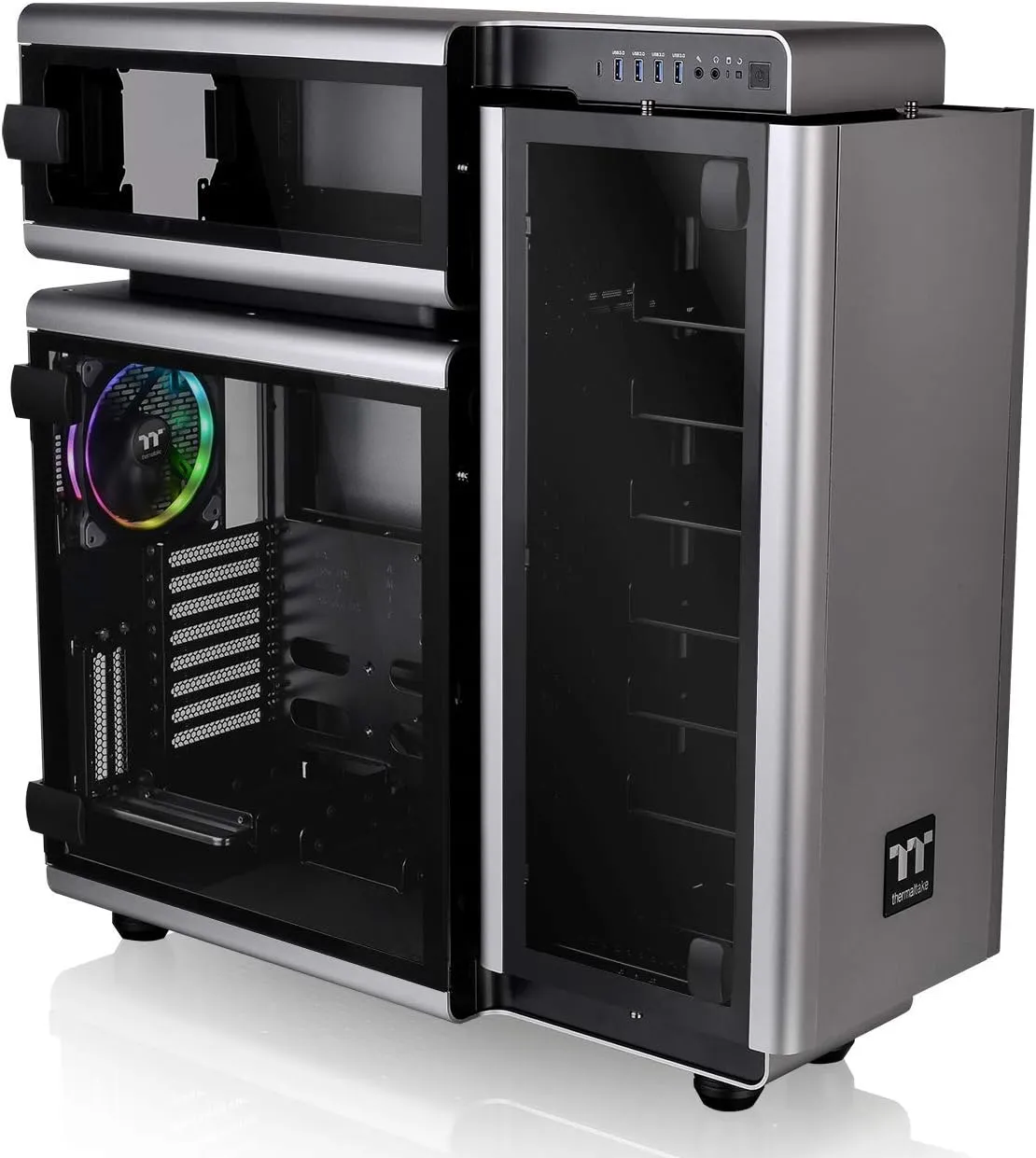 Thermaltake Level 20 E-ATX Full Tower Gaming Computer PC Case with 3 Riing Plus 140mm RGB Fan   2 Lumi Plus LED Strips Pre-Installed CA-1J9-00F9WN-00