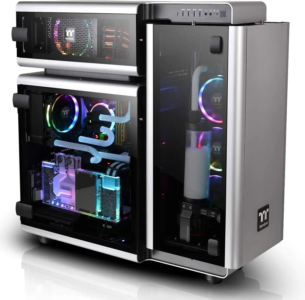 Thermaltake Level 20 E-ATX Full Tower Gaming Computer PC Case with 3 Riing Plus 140mm RGB Fan   2 Lumi Plus LED Strips Pre-Installed CA-1J9-00F9WN-00