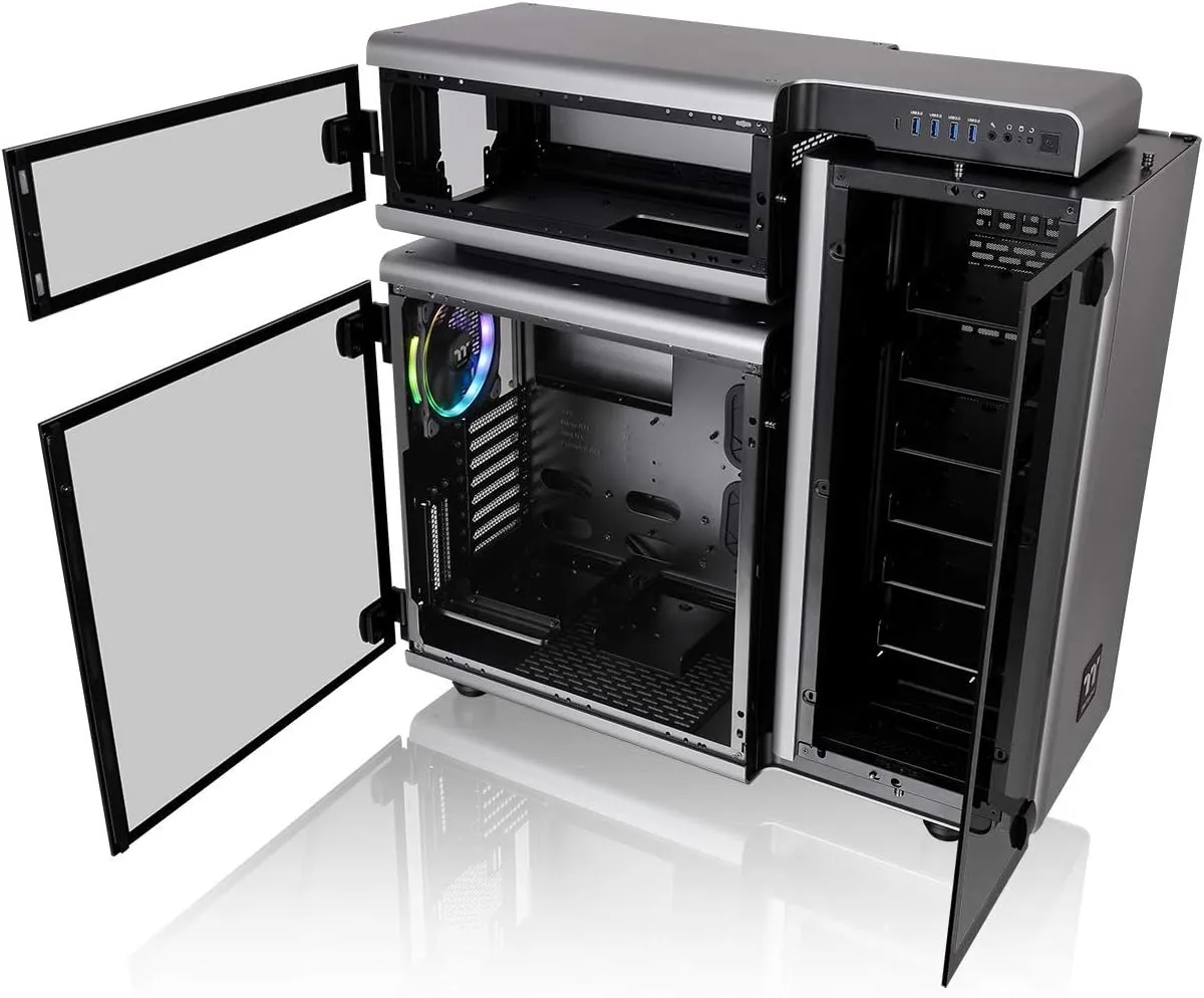 Thermaltake Level 20 E-ATX Full Tower Gaming Computer PC Case with 3 Riing Plus 140mm RGB Fan   2 Lumi Plus LED Strips Pre-Installed CA-1J9-00F9WN-00