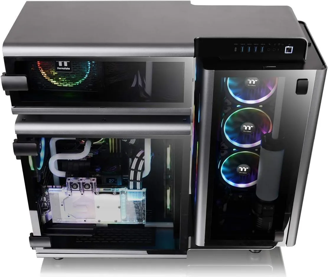 Thermaltake Level 20 E-ATX Full Tower Gaming Computer PC Case with 3 Riing Plus 140mm RGB Fan   2 Lumi Plus LED Strips Pre-Installed CA-1J9-00F9WN-00