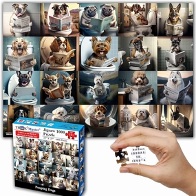 Think2Master Pooping Dogs & Puppies 500 Pieces Jigsaw Puzzle. Pooping Puppies, Funny Bathroom Decoration, Gag Gift. Fun Toy Teens, Adults, Seniors & Families. Great for Kids 13  Size: 26.8” x 18.9”