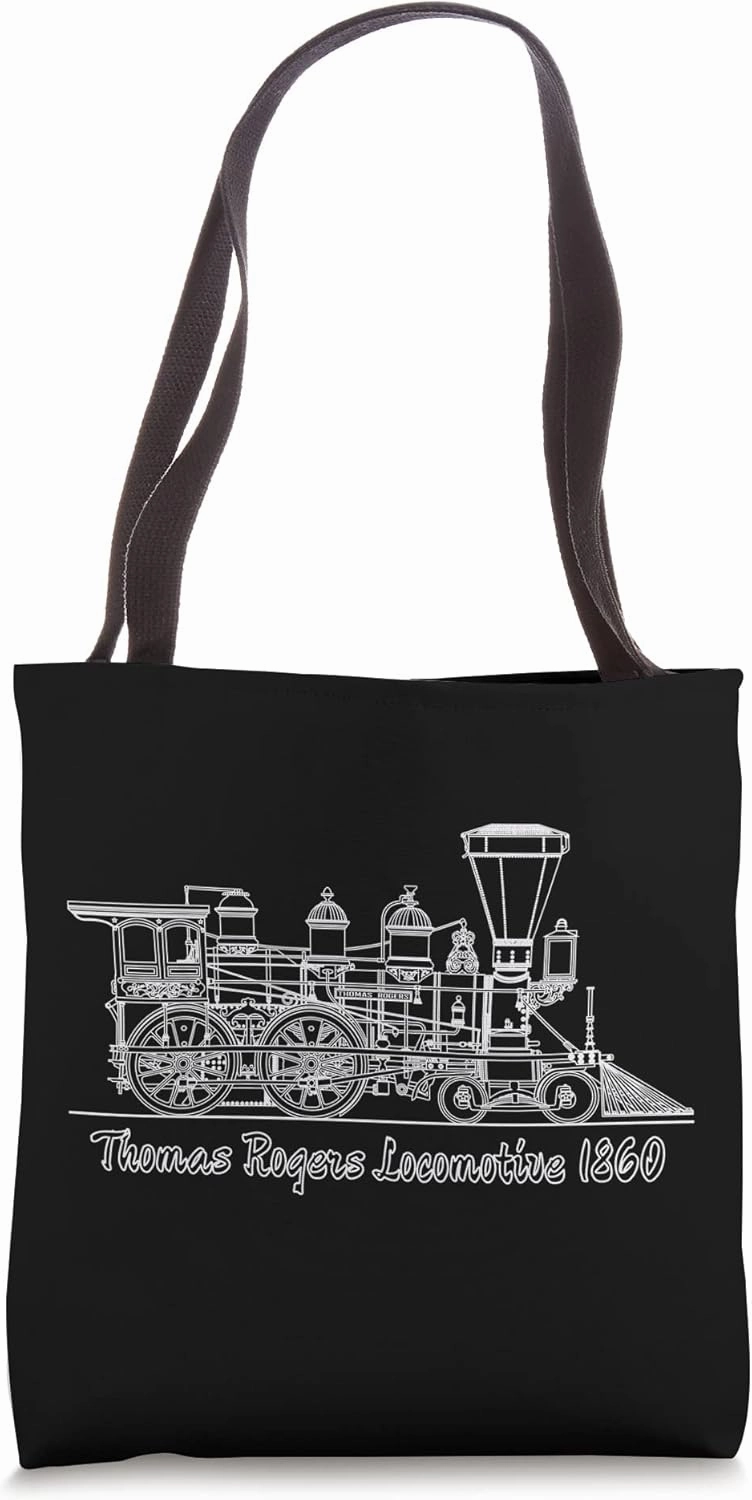 Thomas Rogers 1860 Steam Locomotive Blueprint Tote Bag