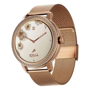 Titan Valerie 1.19" AMOLED Studded Stainless Steel Smart Watch for Women (Rose Gold)
