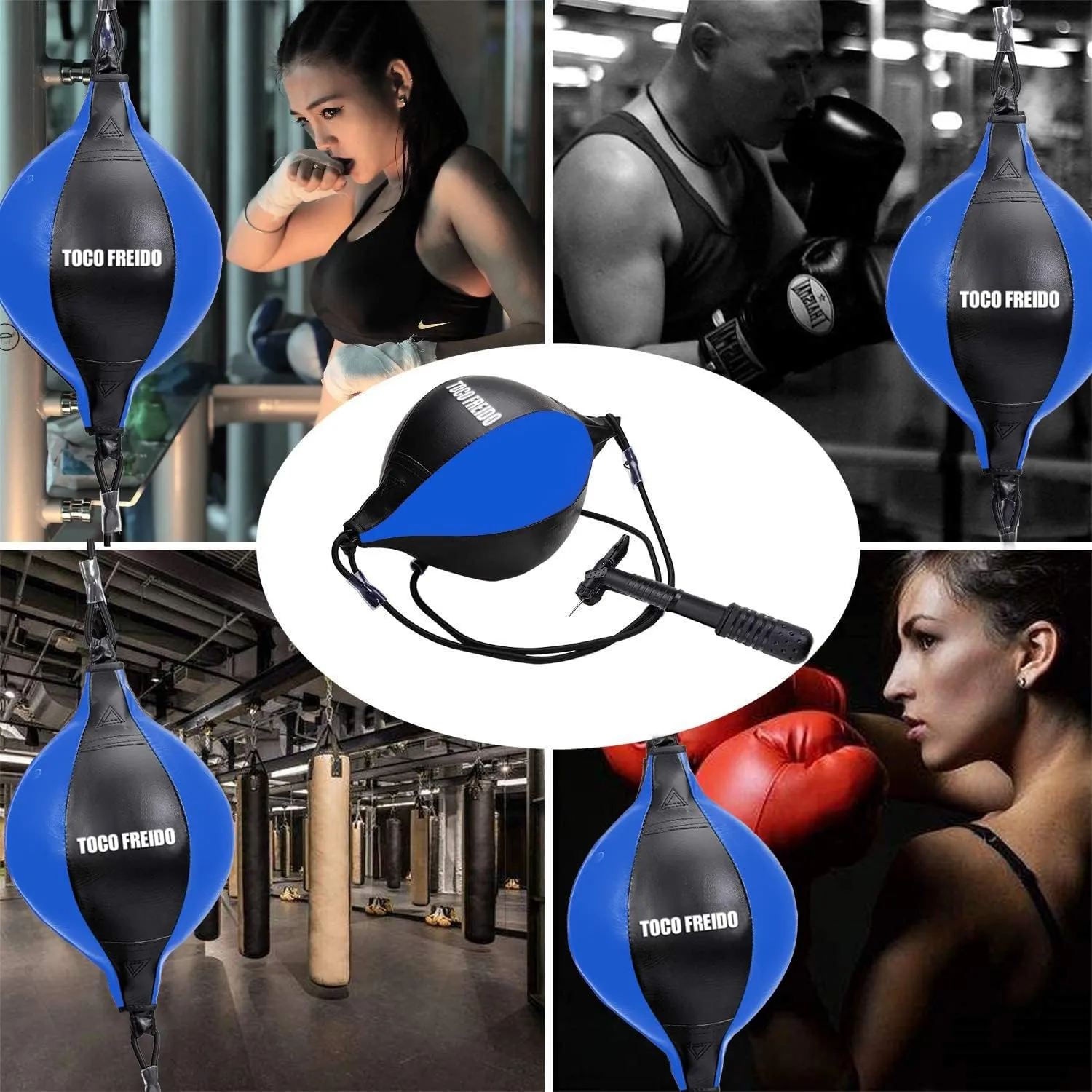 TOCO FREIDO Double End Punching Ball, Speed Bag with Difficulty Levels Boxing Reflex Ball with Headband, Perfect for Reaction, Agility, and Hand Eye Coordination Training