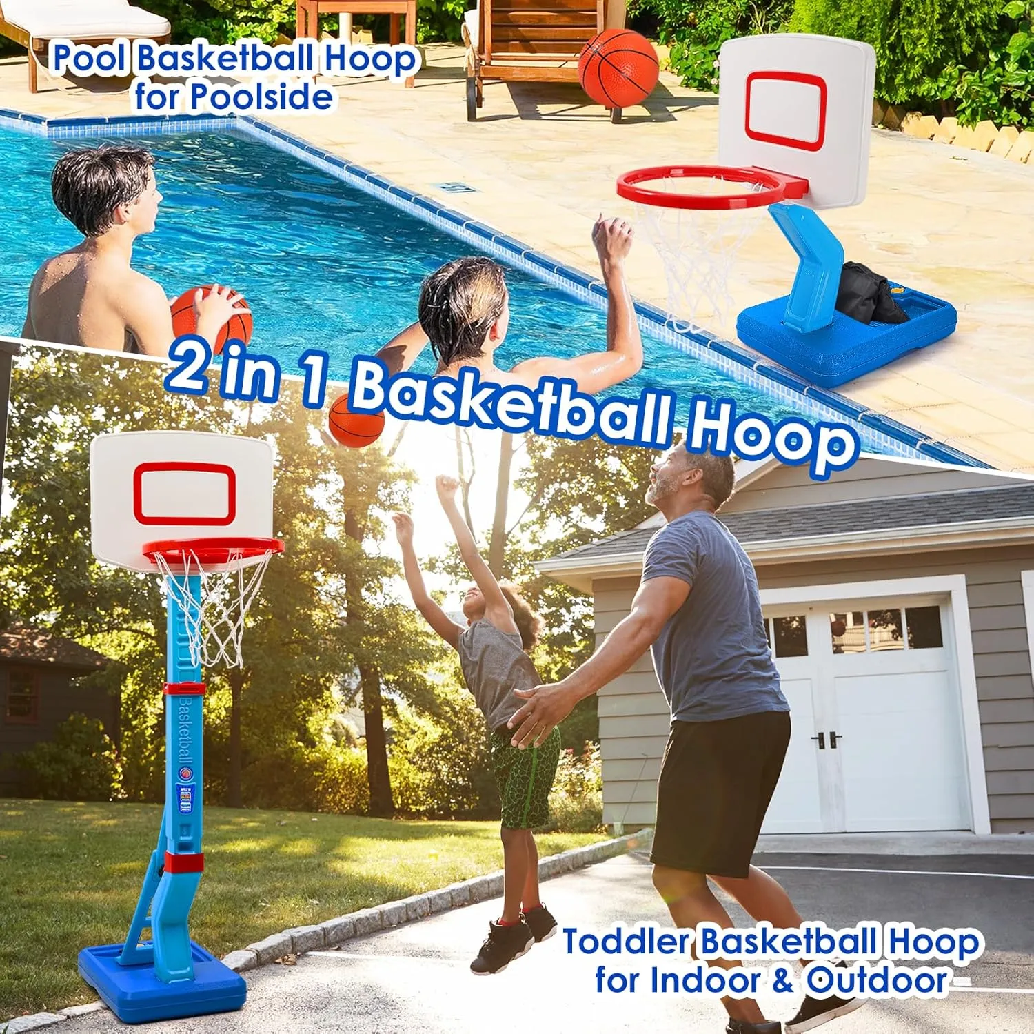 Toddler Basketball Hoop Indoor for Age 1-3, Adjustable Kids Basketball Hoop, Mini Basketball with 4 Balls for Outdoor Poolside, Birthday Christmas Sport Toys Gift for Baby Boys Girls Age 1 2 3 4