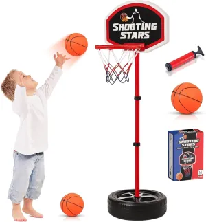 Toddler Basketball Hoop Set - Adjustable Indoor & Outdoor Mini Court - Christmas & Birthday Gift for Ages 4-8 Includes Basketball Goal, Stand, and Balls - Fun for Kids 3-12, Boys & Girls