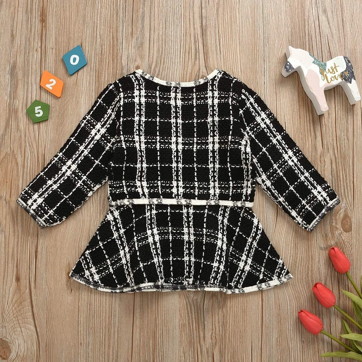 Toddler Kids Baby Girls Plaid Skirt Set Cardigan Jacket Coat   Tutu Dress Set Long Sleeve Outfits Fall Outfit Set