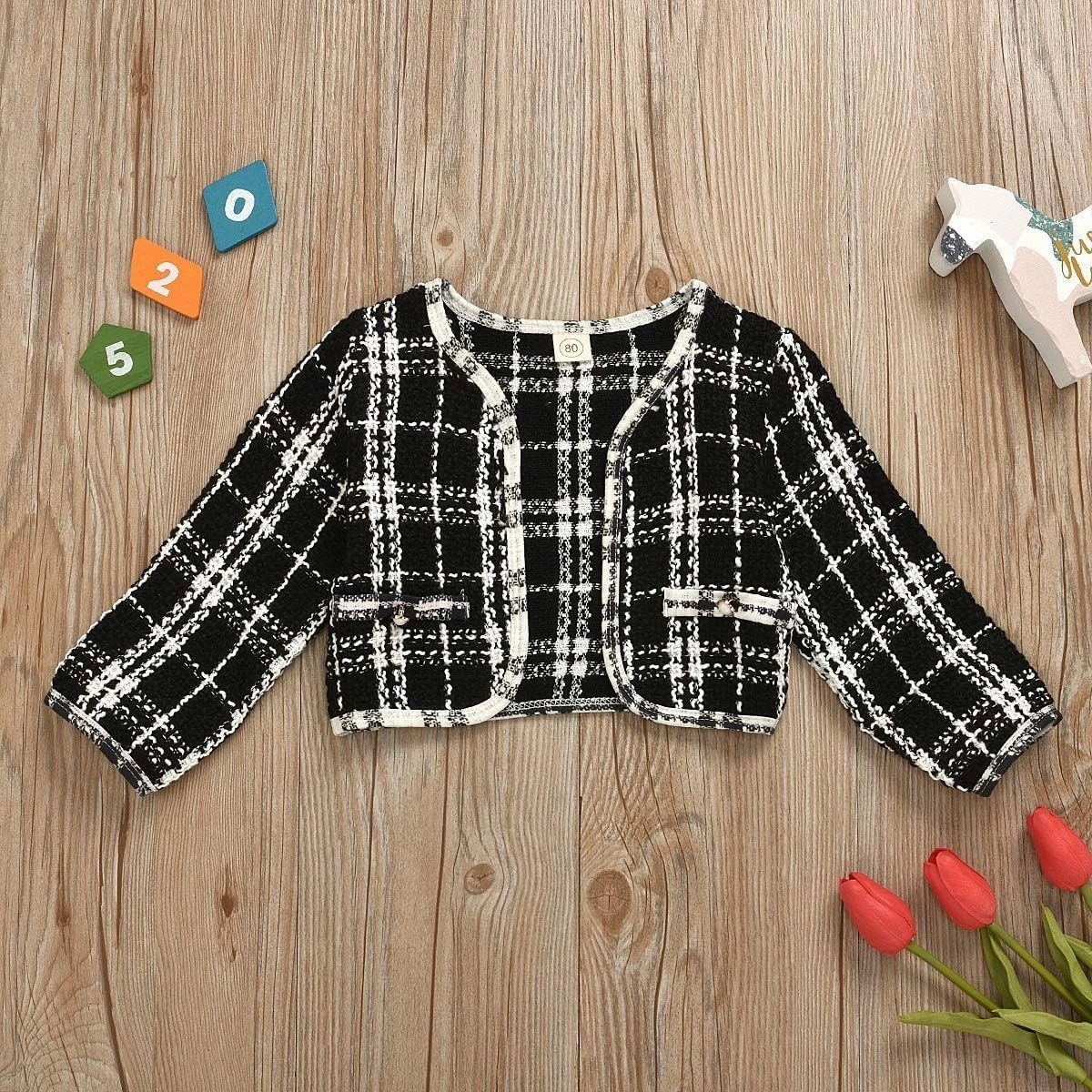 Toddler Kids Baby Girls Plaid Skirt Set Cardigan Jacket Coat   Tutu Dress Set Long Sleeve Outfits Fall Outfit Set