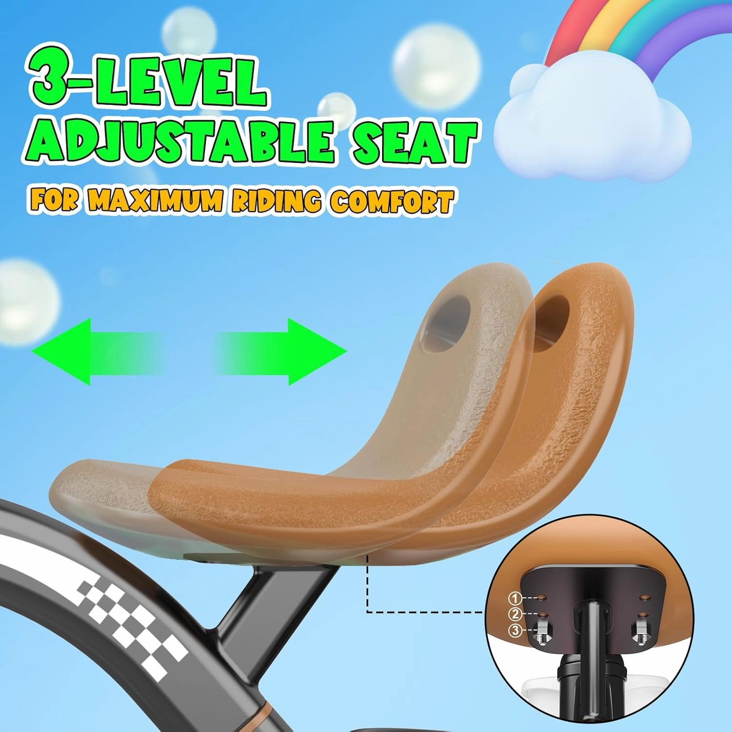 Toddler Tricycle for 1-3 3-5 Year Olds, Colorful Lighting Toddler Bike Baby, Toys for Ages 2-4 Boys, 3-Level Adjustable Seat, 2 3 4 5 Year Old Birthday Gifts