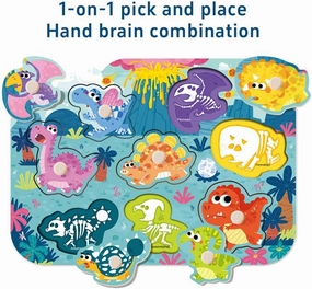 Toddler Wooden Strip Puzzle Set - 3 Pieces Dinosaur World, Transportation and Farm Animal Scenes, Puzzle Toys for 1-3 Years, 3rd Birthday Gift, Boys and Girls Puzzles