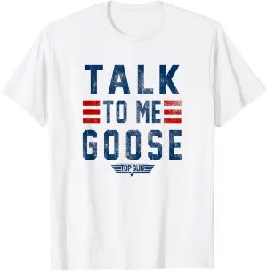 Top Gun Talk To Me Goose Distressed Text,Short Sleeve T-Shirt