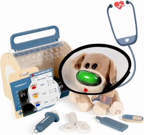 TOP BRIGHT Doctor Kit for Toddler 3-5, Kids Doctors Play Set with Electronic Interactive Dog, Pretend Medical Accessories, Puppy Doctor Toys for Girls Boys 3 4 5 Year Old Gifts